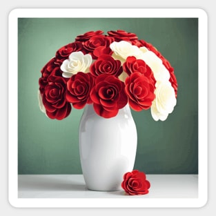 Cute Abstract Rose Flowers in a White Vase Still Life Painting Sticker